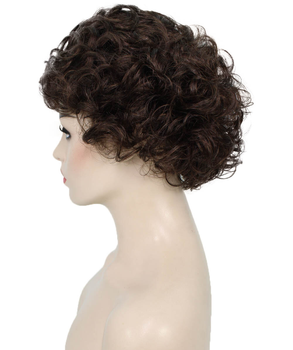 Monroe – Curly Kanekalon Synthetic Fiber Full Wig, 4 – 4.5 in, Chestnut Brown