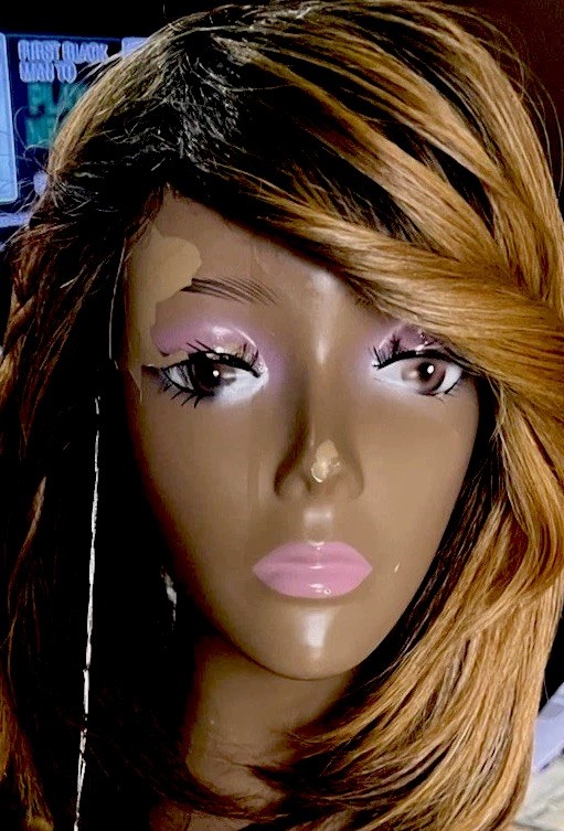 100% GOLDEN BLONDE MIXED DARK BROWN OMBRÉ W/ BANGS HAND TIED CAP HEAT OK NEW