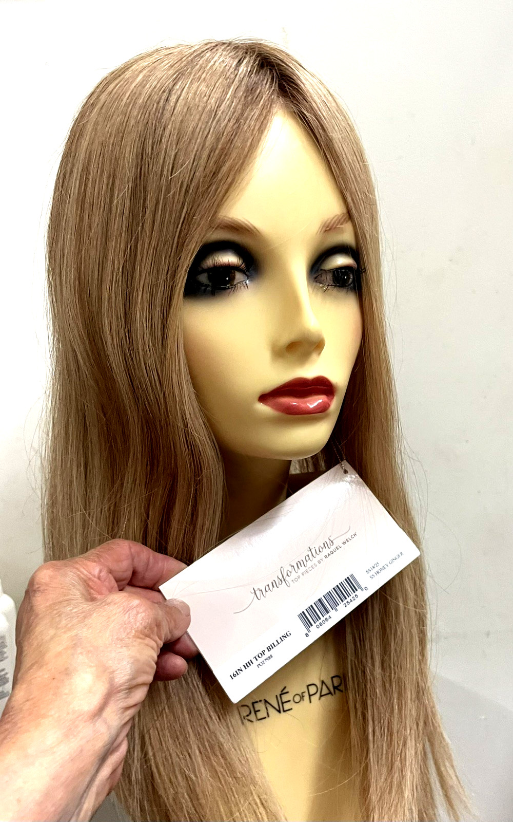 RAQUEL WELCH TOPPER-16″TOP BILLING-14/25SSHoneGingerHumanHairMonoTopBASE8.5″X10″