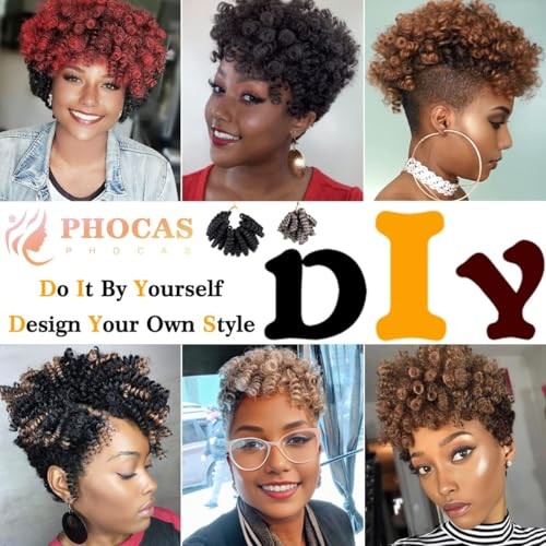 10” 3Packs Short Curly Crochet Hair 10 Inch 6mm-3Packs 1B/30 Black to Brown