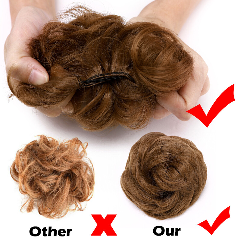 US Messy Bun Hair Piece Scrunchie Updo Curly Hair Extensions Real Thick As Human