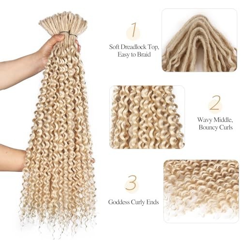 Double Ended Platinum Blonde Curly Dreadlock Extensions – 50 Strands Wavy Croche