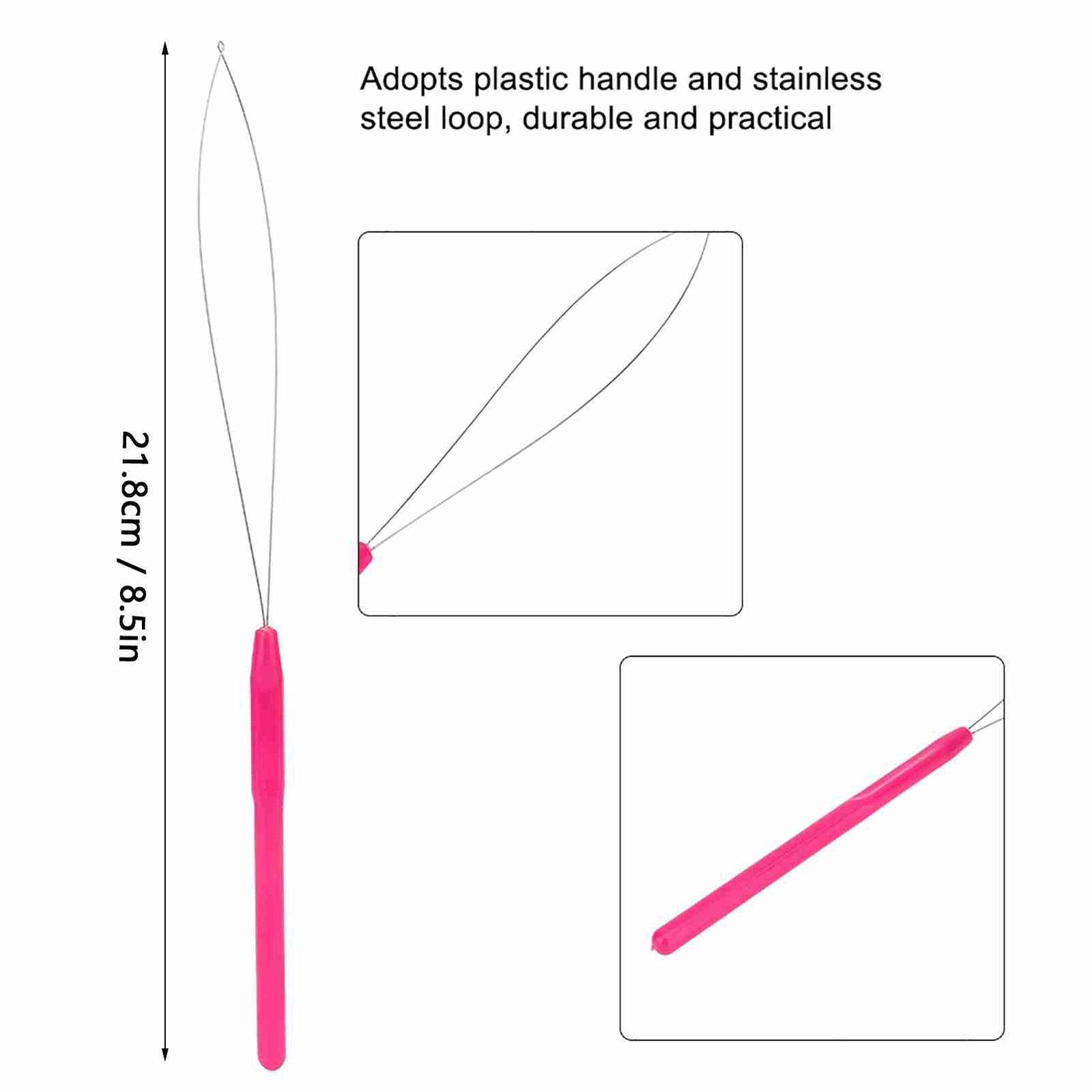 Plastic Handle Pulling Loop Needle Lightweight Hair Extension Tool For Easy
