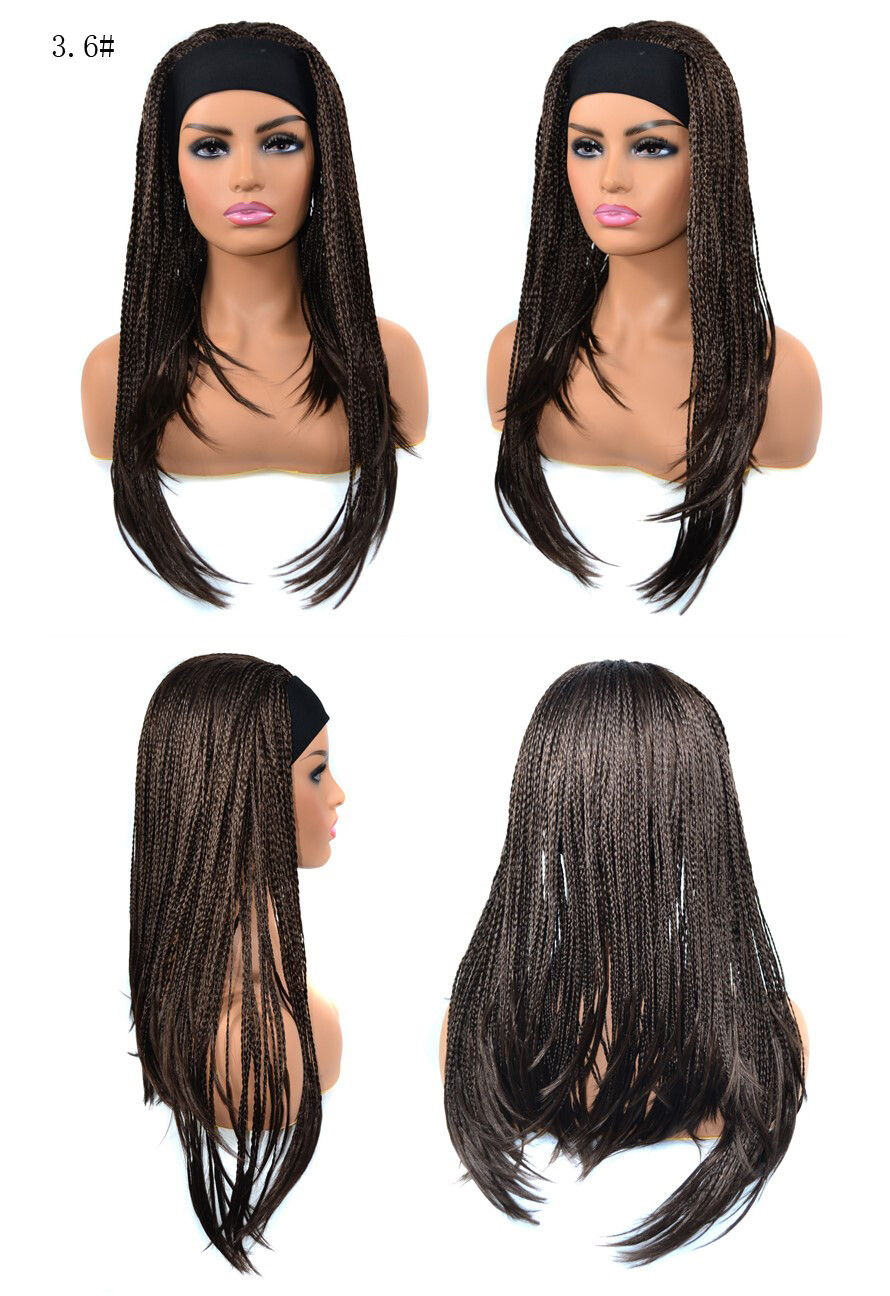 18 Inch Ombre Braided Wig with Headband Wrap Band Box Braids Wig for Black Women