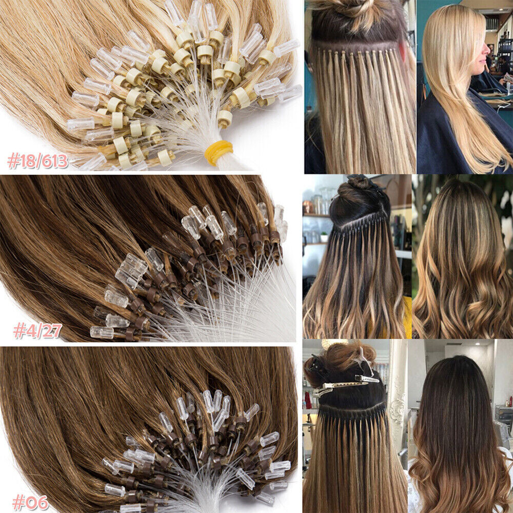 Micro Ring Loop Hair Extensions Real Human Hair Micro Beads Link Thick Remy Hair