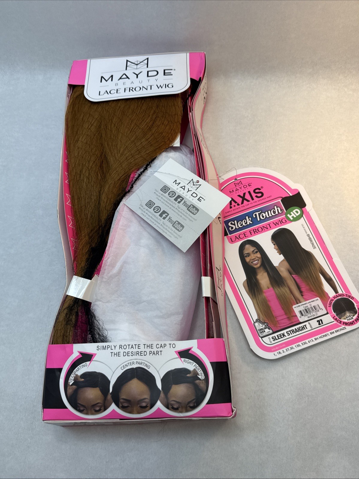 MAYDE BEAUTY HAIR HD LACE FRONT WIG SLEEK TOUCH STRAIGHT BM BRONZE 27 NEW