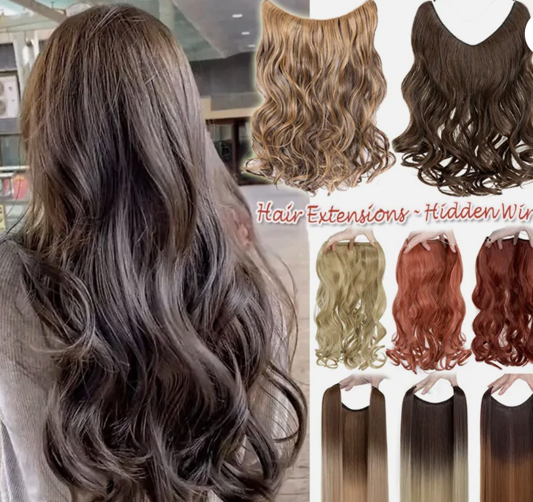 Thick Hidden Secret Wire In Hair Extensions Invisible Hairpiece 14 In
