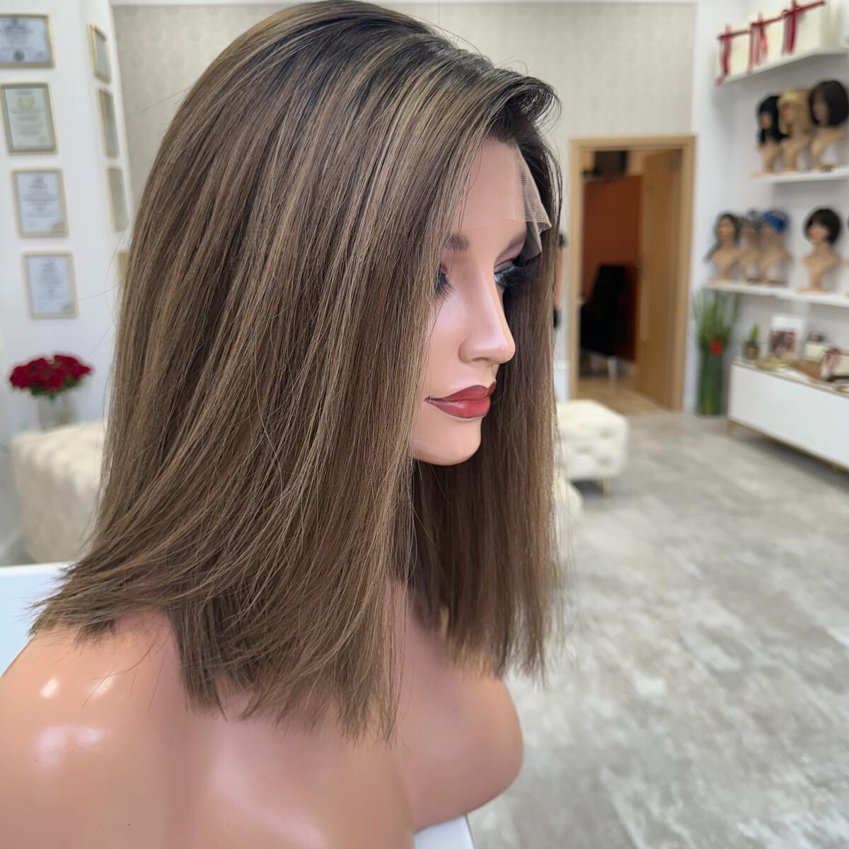 Brown With Blonde Highlights Ombre Human Hair Wig 4×4 Lace Front Wig for Women