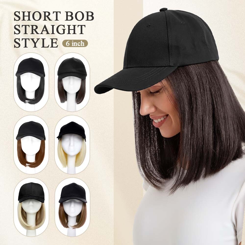 Women Wig Beret Hat Baseball Hat With Synthetic Hair Baseball Cap Wig Adjustable