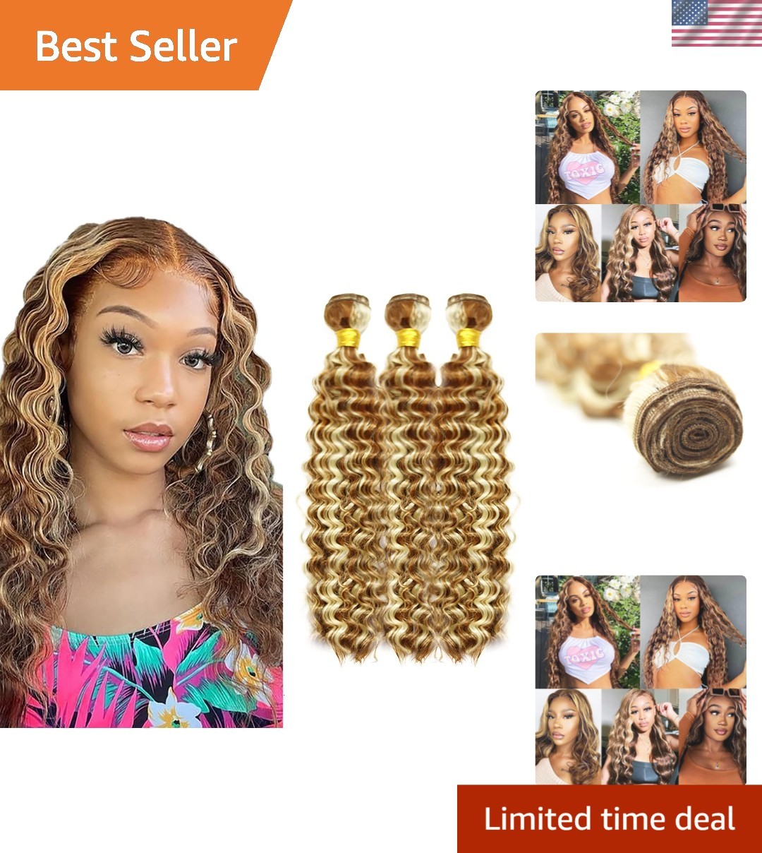 12 14 16 Inch P30/613 Highlight Blonde Bundles Human Hair 3 Bundles Brazilian…