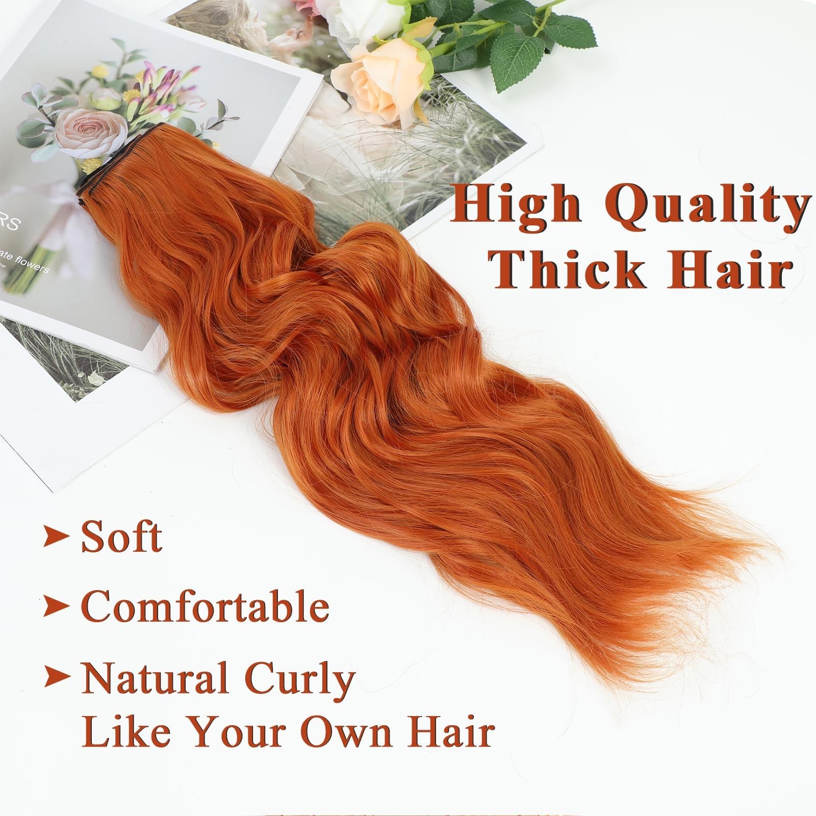 Clip in Curly Hair Extensions 4PCS Long Wavy Synthetic Thick Hairpieces with …