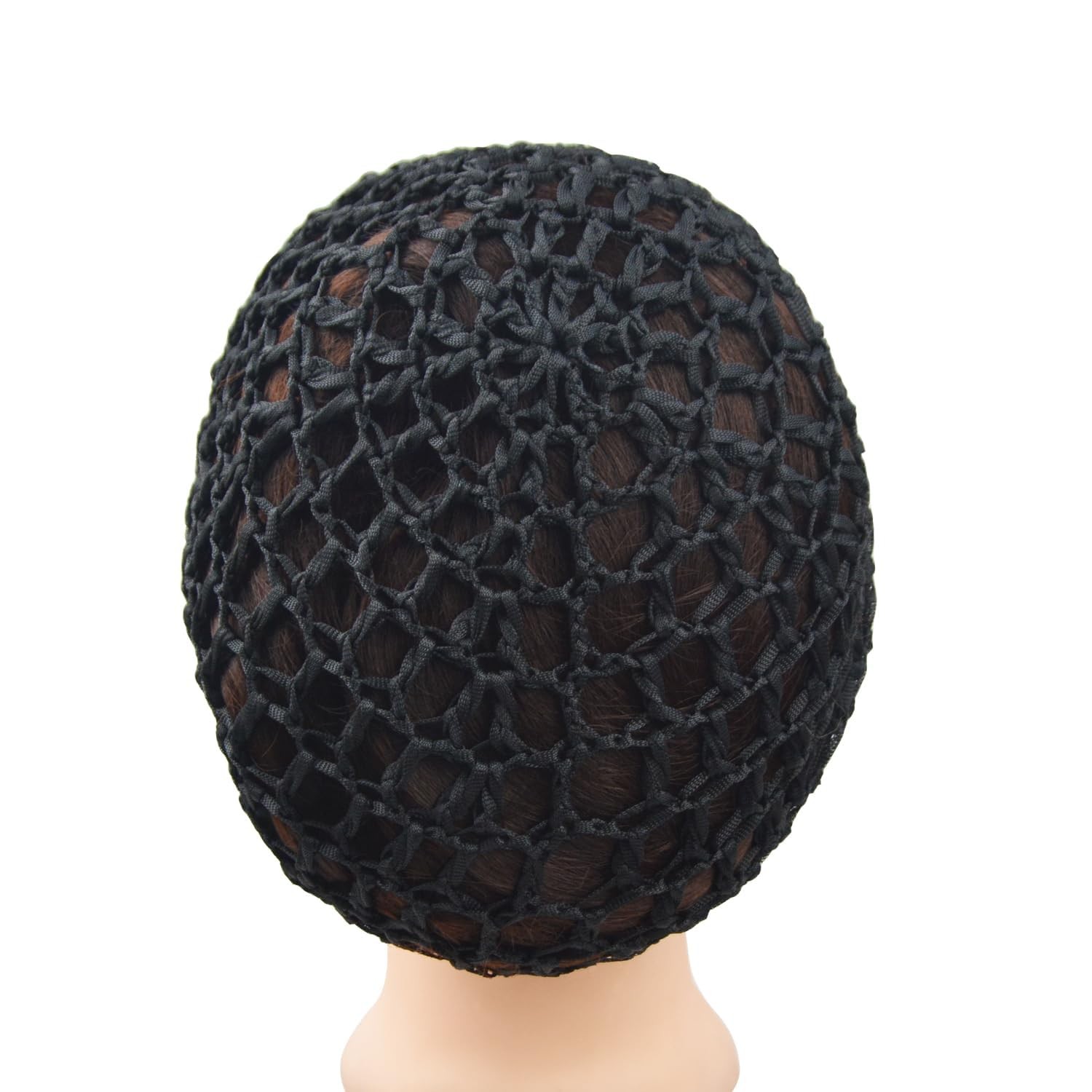 2 Pieces Black Hair Nets Cap Mesh Crochet Net Rayon Knit 2 Pcs