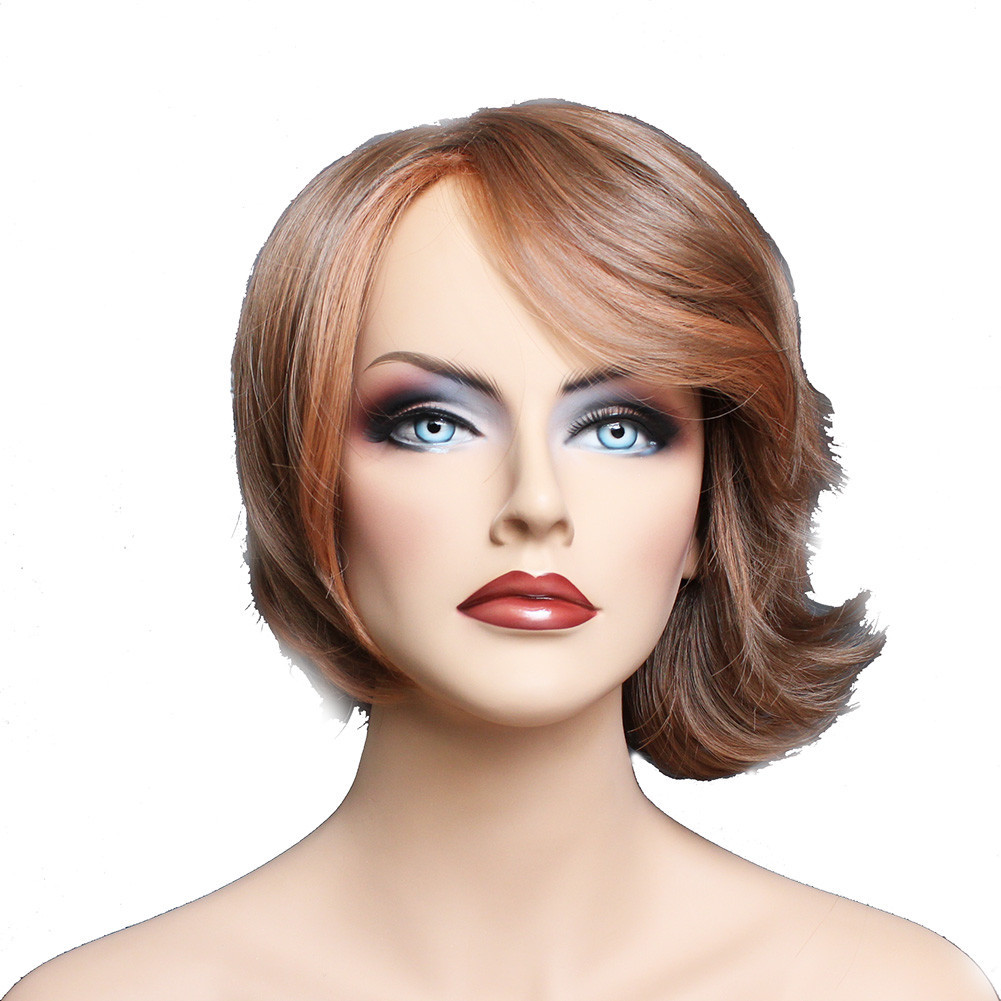 Classic Cap women Synthetic Wavy Short Golden Brown full wig HengFeng ZP32