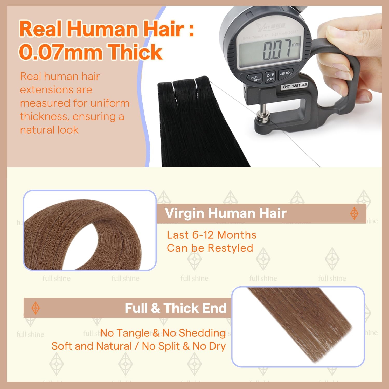 Full Shine Invisible Tape In Hair Extensions Human Hair Color 330 Copper Rose