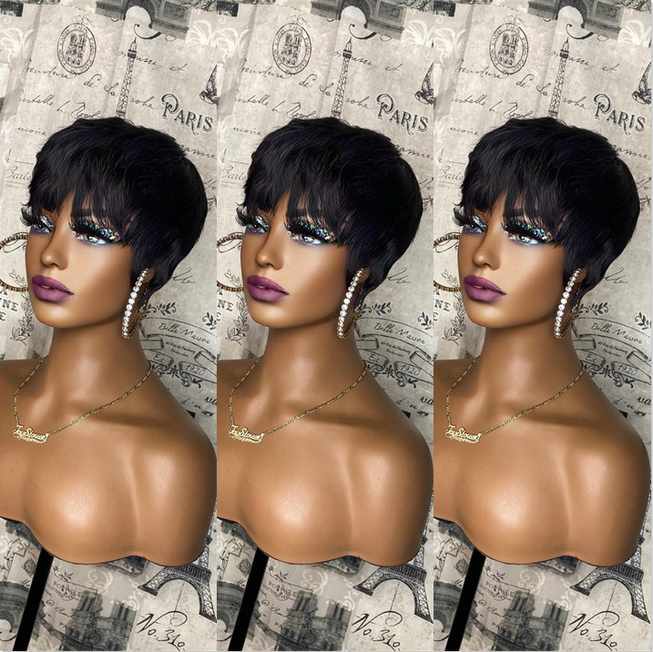 Pixie Cut Wigs Short Straight Human Hair Wigs For Women Full Machine Made Wig