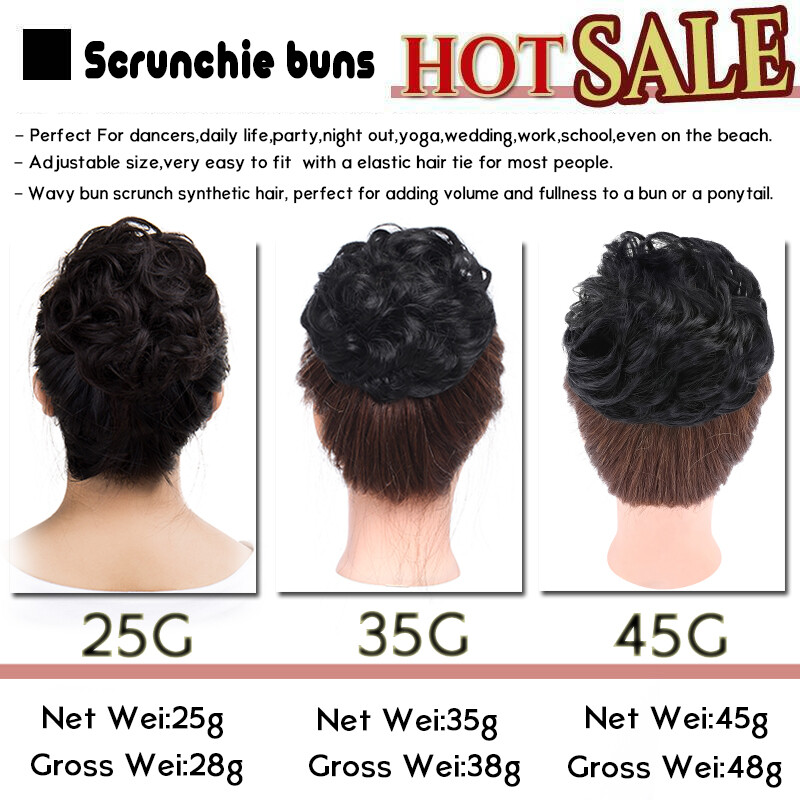 45g Curly Messy Bun Hair Piece Scrunchie Updo Cover Hair Extension Real As Human