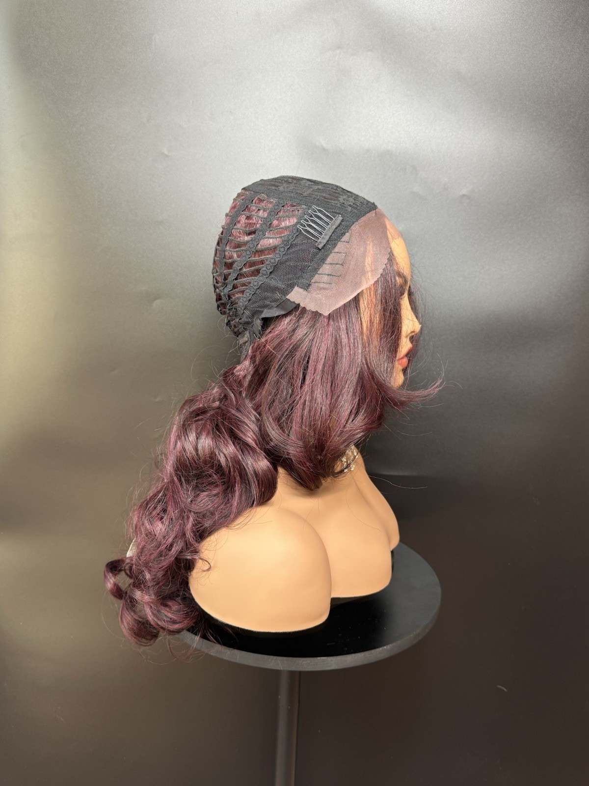 Wine Red burgundy wig 24 inch long Lace Front Middle Part