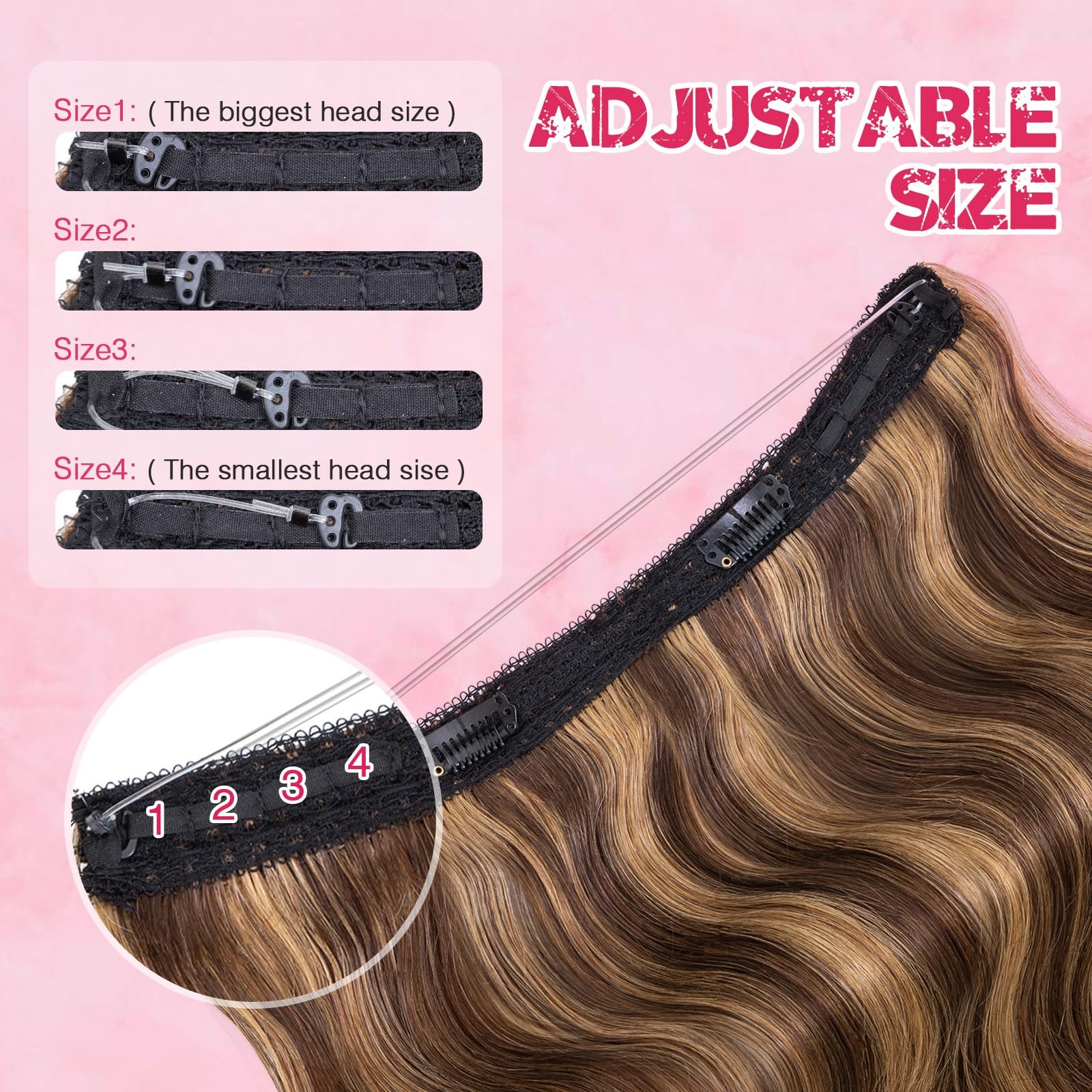 Halo Hair Extensions Real Human Hair My-Lady Adjustable Halo Extensions Real