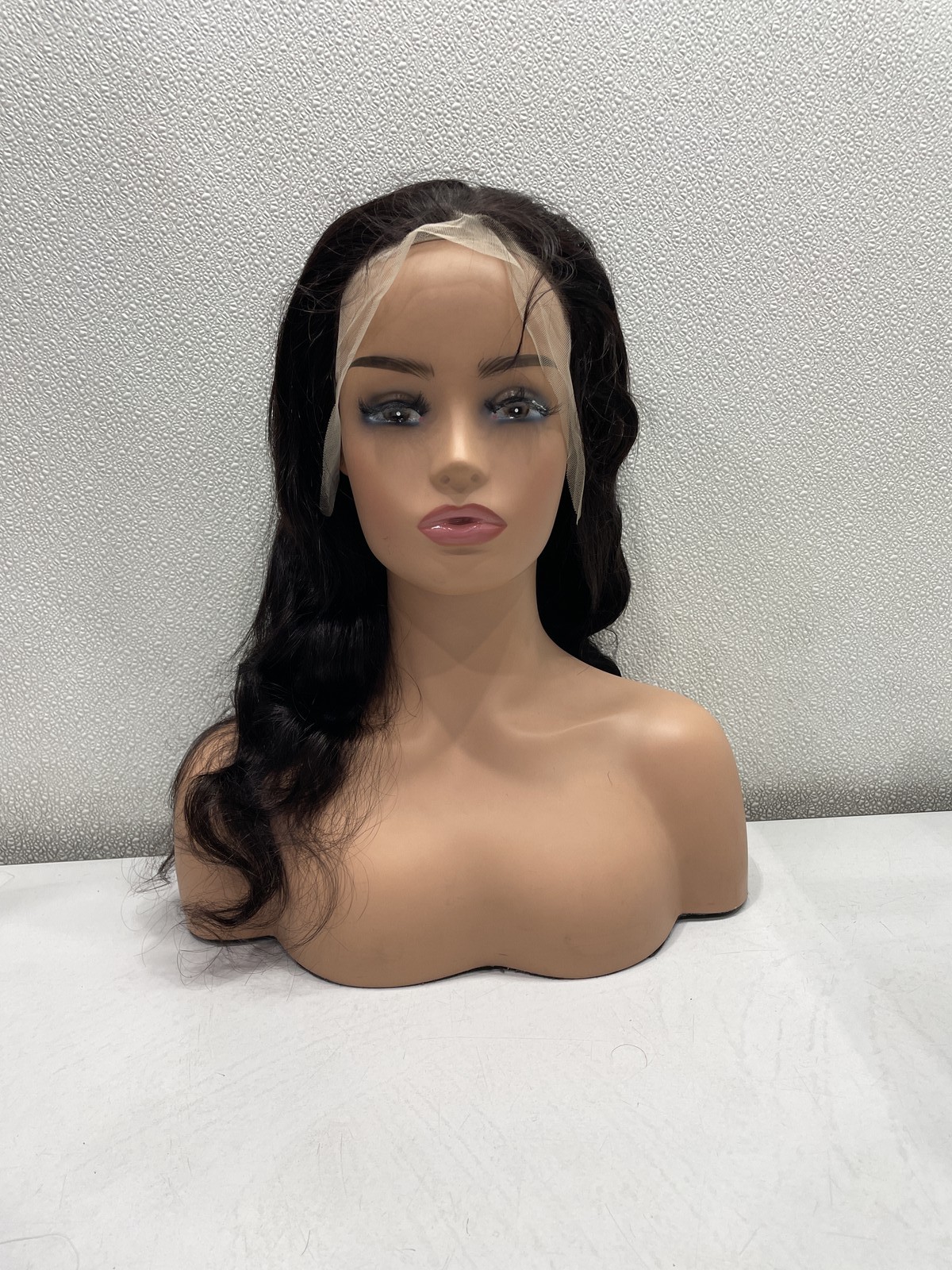 Natural Black Body Wave Human Hair Blend 13×4 Lace Front 180% Density Wig, 18″