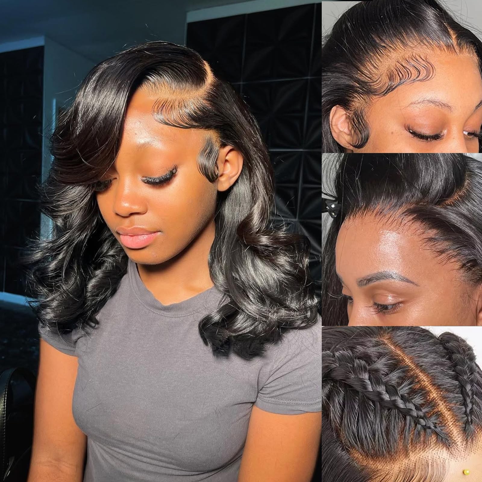 Uwlk 16 Inch Bob Wig Human Hair Body Wave 13X6 Hd Lace Front Wigs Human Hair