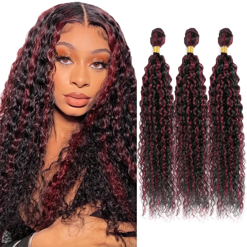 Luxvogue 16 18 20 Inch Inch Burgundy P1B/99J Jerry Curly Human Hair Bundles