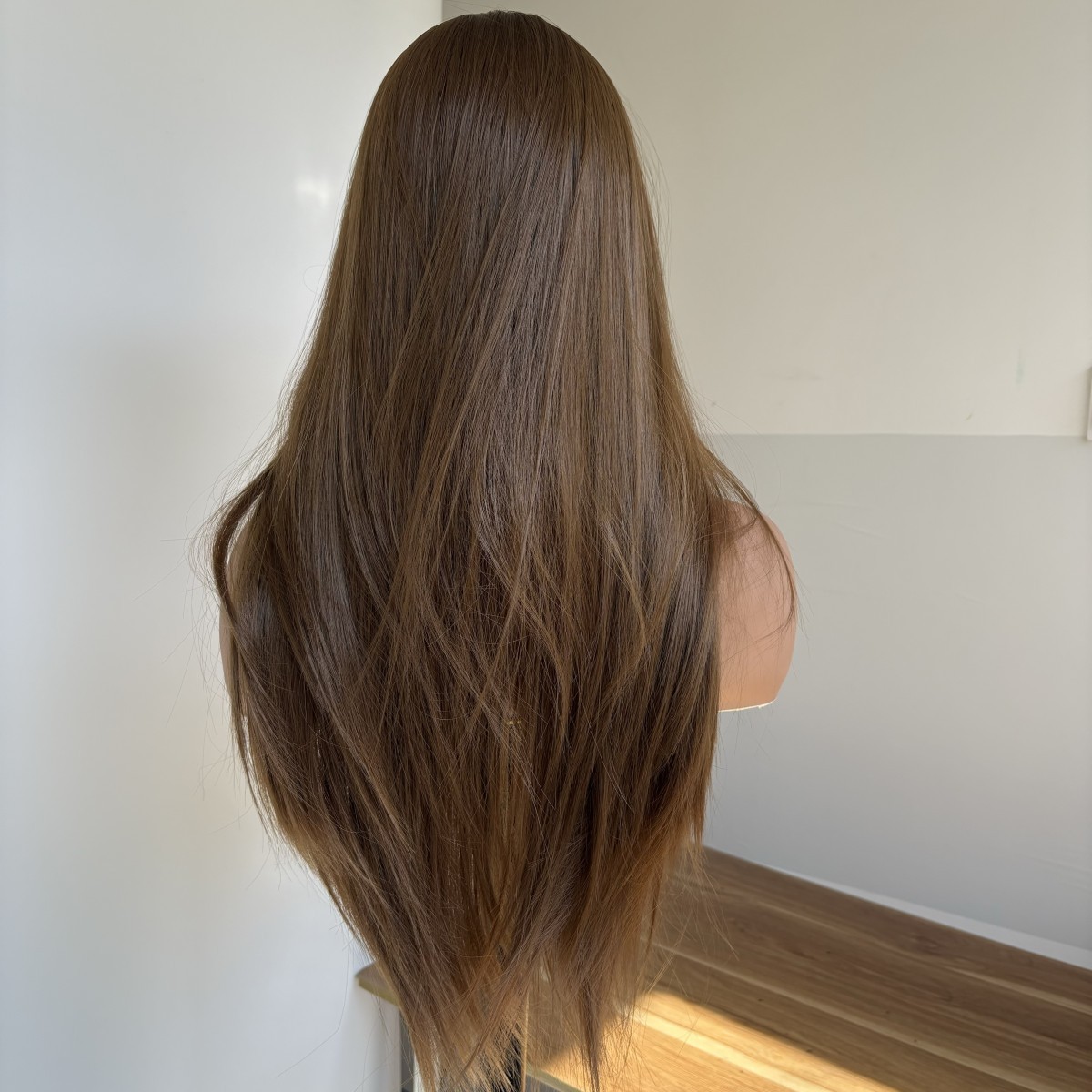 Cosplay Wig Heat Resistant Hair Soft Layered Medium brown Long Straight
