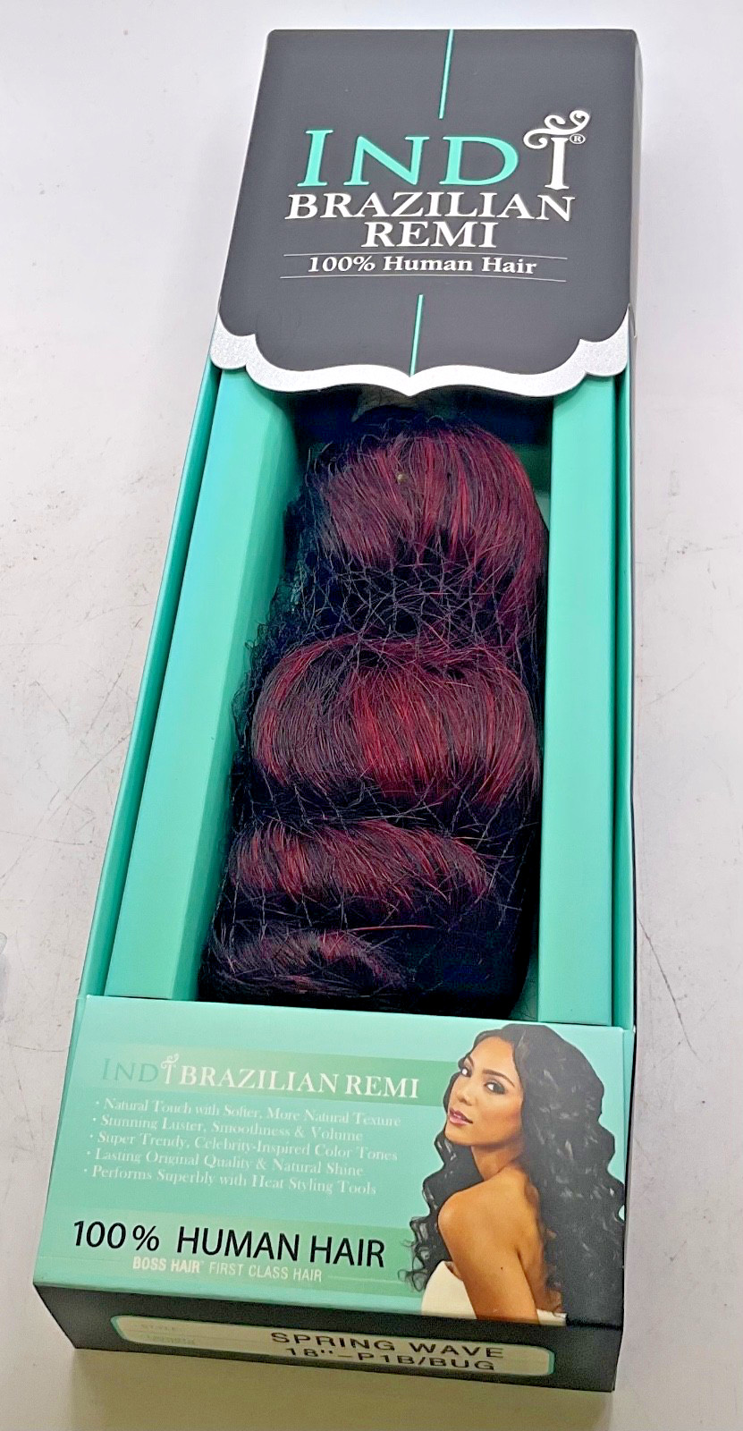 Bobbi Boss Indi Brazilian Remi 100% Human Hair Spring Wave 18″ Color 1B/Burgundy