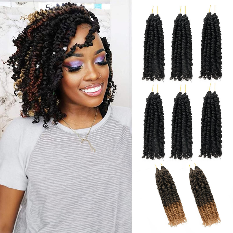 Miss Sula 8 Inches 8 Packs Passion Twist Crochet Hair-Mixed Color Combination