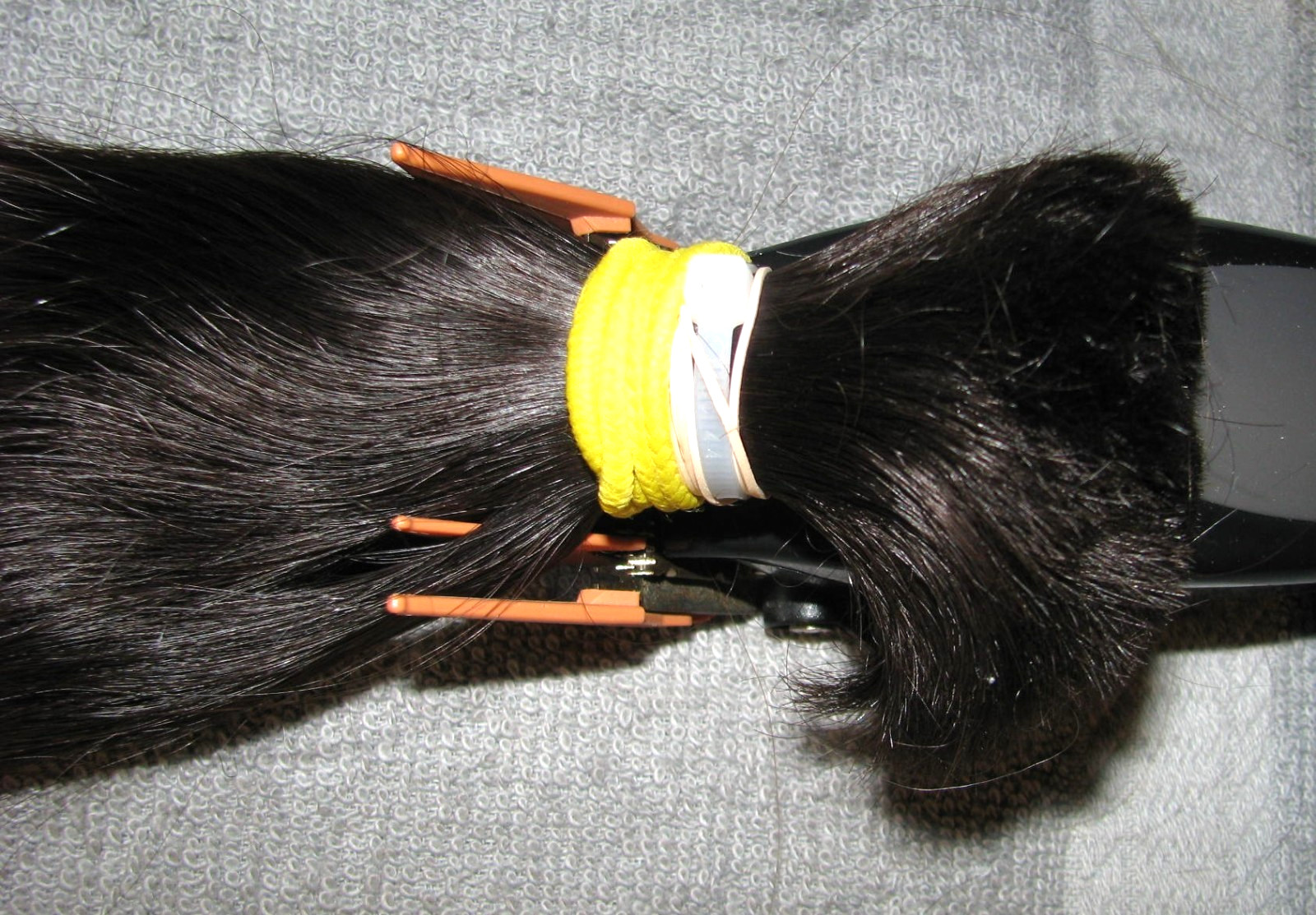 HUMAN HAIR HAIRCUT 14 INCH 3.6oz DARK BRUNETTE PONYTAIL COSPLAY REBORN DOLLS T38
