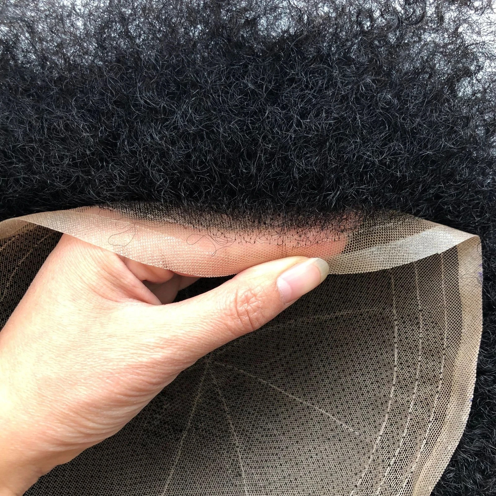 Afro Full Lace Toupee African American Mens Toupee Human Hair 4mm Wave 8”X10”