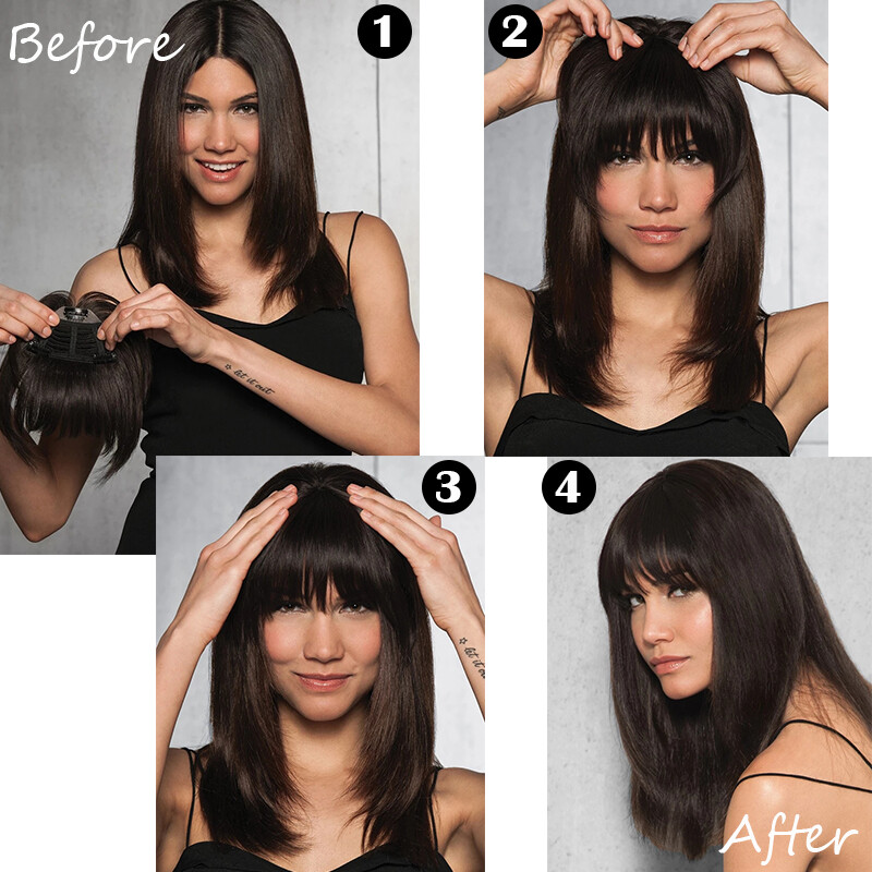 Thick Fringe Bangs 100% Remy Human Hair Extensions Clip In Hairpiece Topper Thin