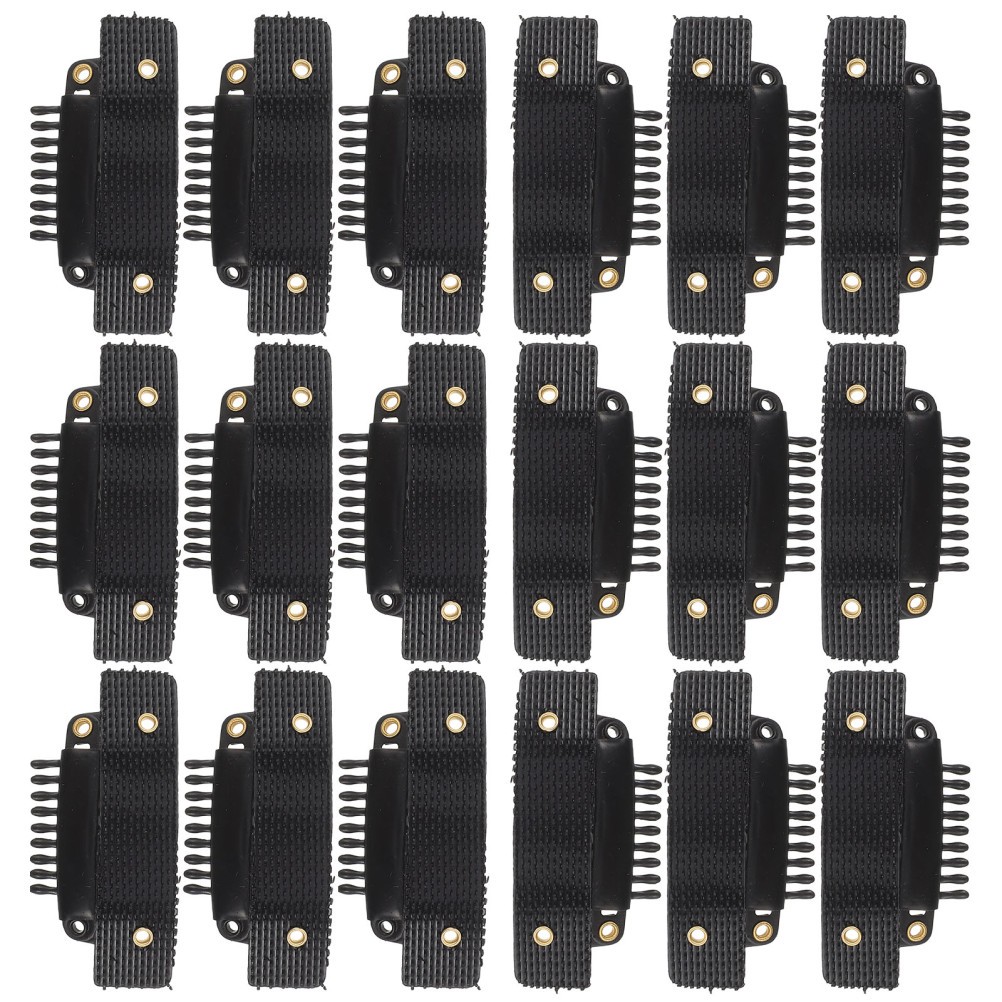 50Pcs Reusable Self Adhesive U Shape Wig Clips Black Durable Plastic Metal