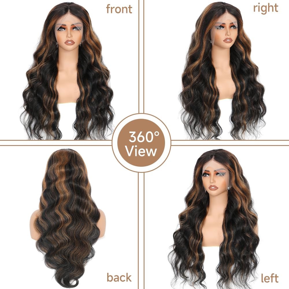 13×4 Body Wave Ombre 1B/30 Lace Front Wigs Transparent Lace Wigs Human Hair