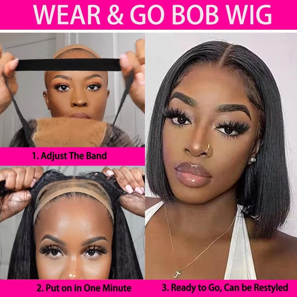 Wear and Go Glueles Wig Human HairStraigh Wig 4×4 Lace Front Wig for Women