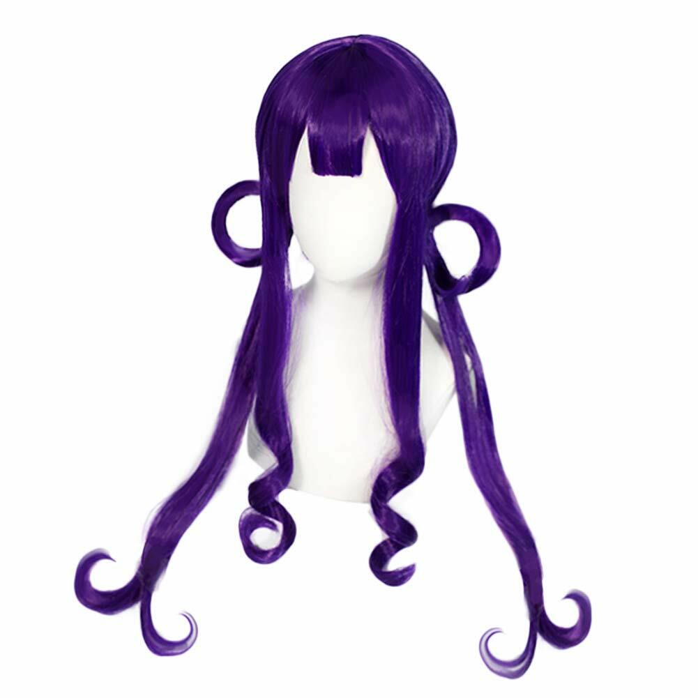 ANOGOL Wig Cap+Purple Wigs Long Wavy Cosplay Wig Purple Cosplay Wigs for Anime