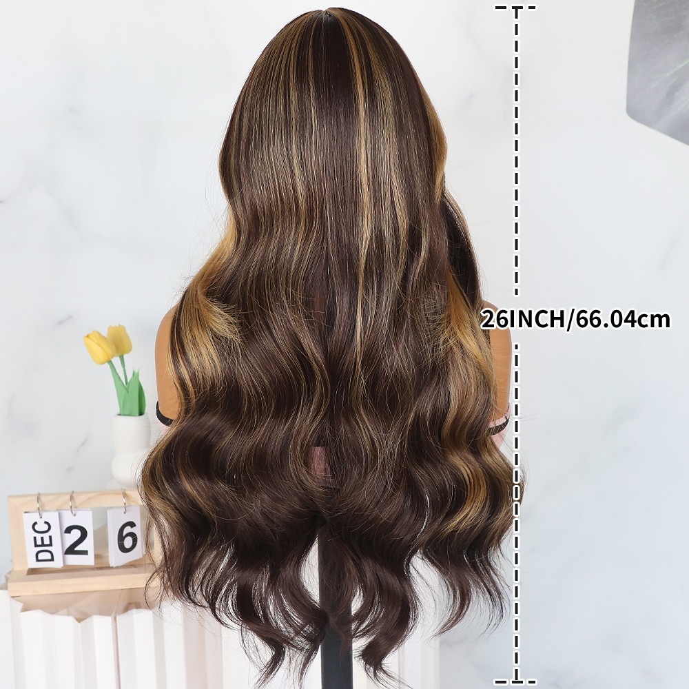 Ombre Brown Blonde Mixed Color Wavy Lace Front Wigs Pre Plucked Natural Hairline