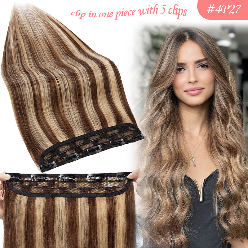 Russian One Piece 100% Real Remy Clip in Human Hair Extensions Half Full Head