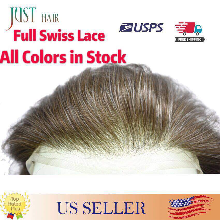 Men Toupee Hairpiece Full French LACE Basement Wig Human Hair Replacement System