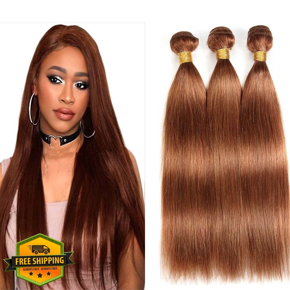 Giginger Straight Hair Bundles 300g 16-20″ Color 30 Light Brown Remy