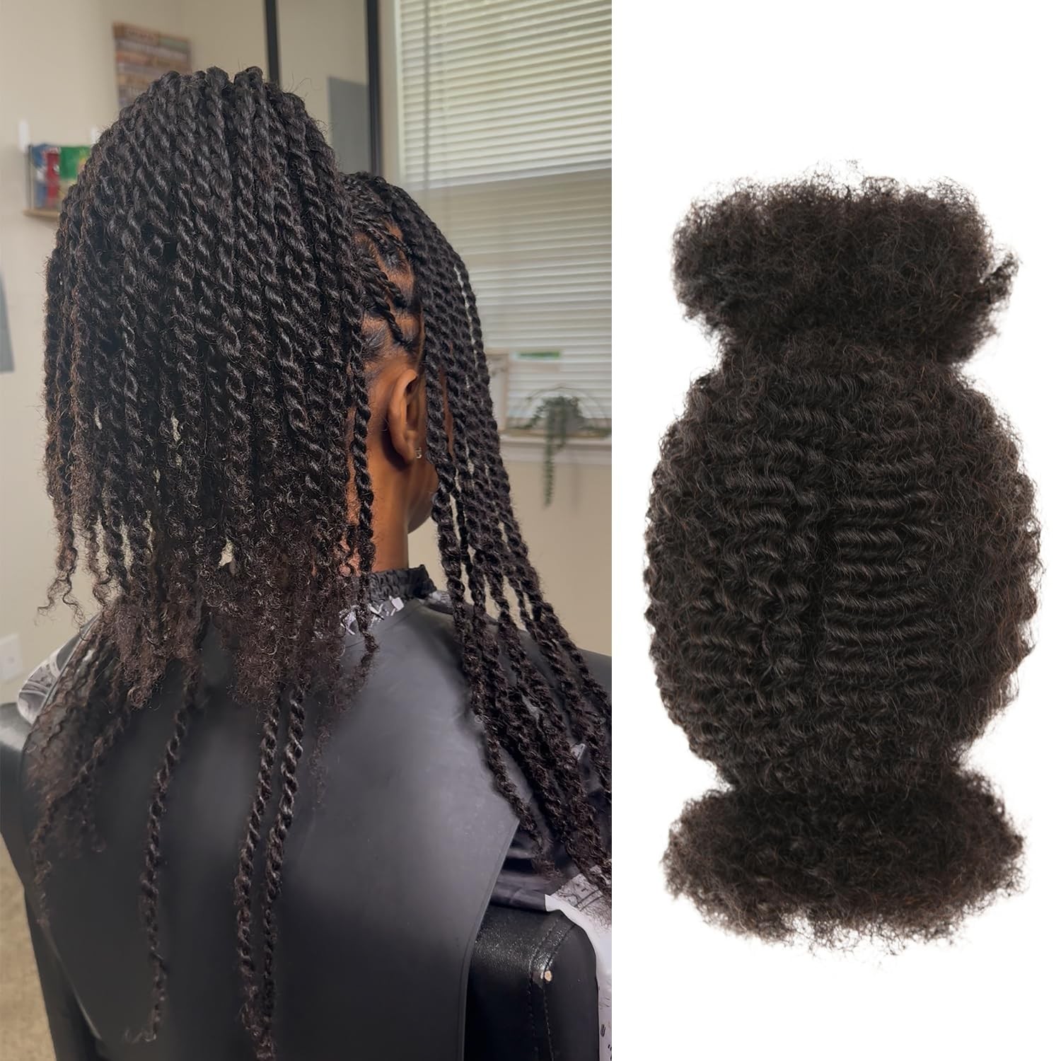 Lovenea Afro Kinkys Bulk Human Hair For Twists Braiding Repair Loc 50