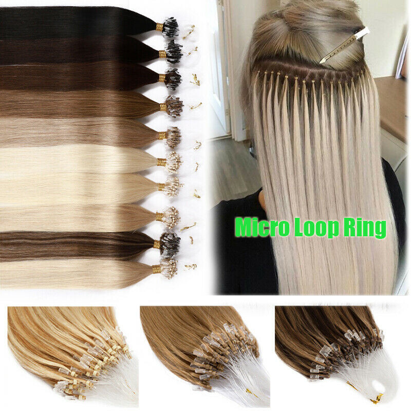 Micro Links Human Hair Extensions Micro Bead loop Straight Silky Russian Hair US