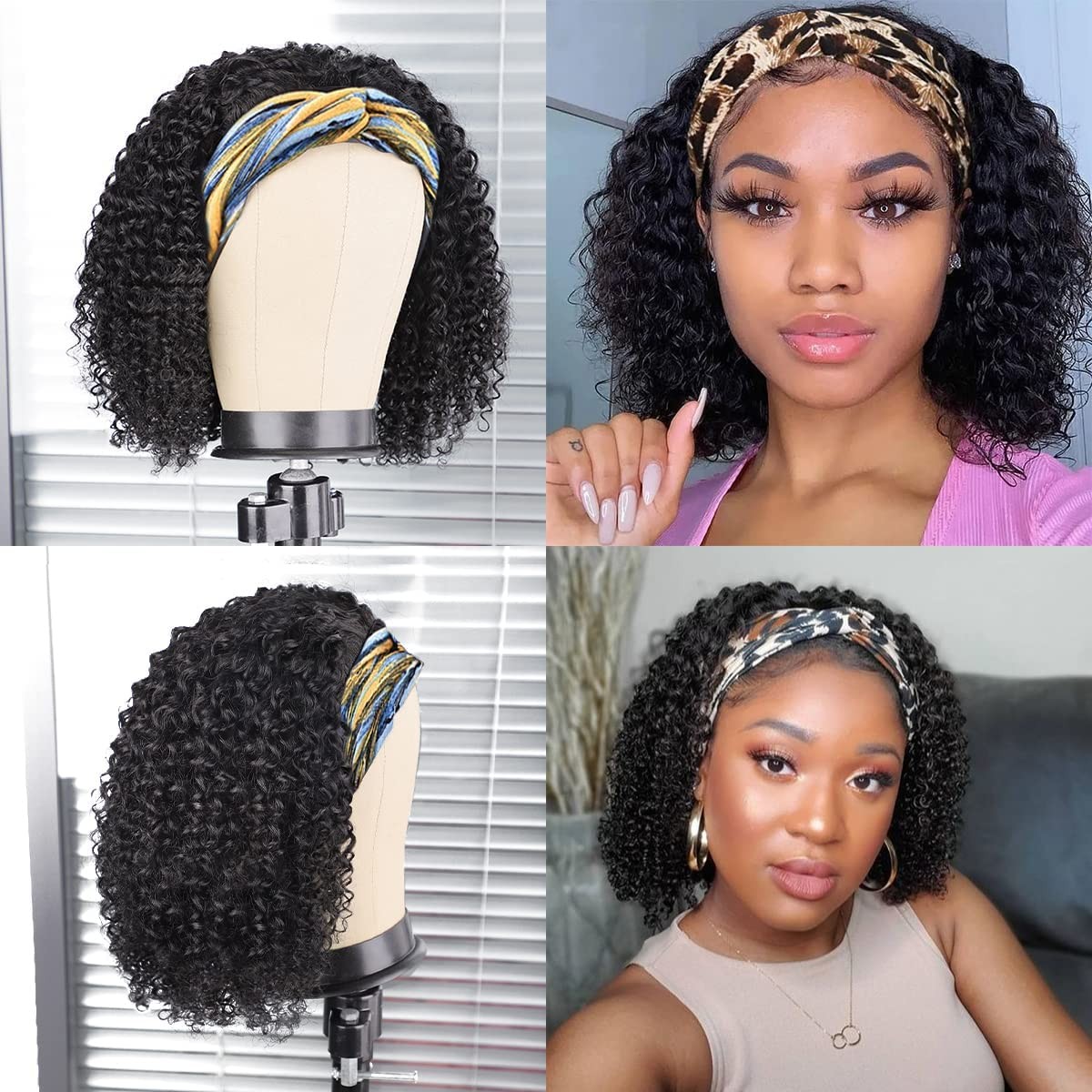 Aisi Queens Human Hair Headband Wigs For – – 10 Inch Medium