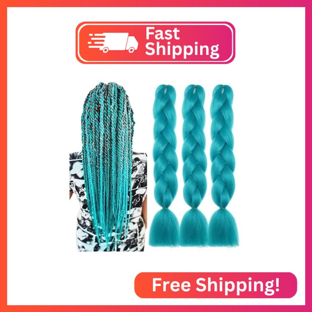 TJADFNSG Braiding Hair 3 Packs Synthetic Hair Extensions for Braids 24 inch Teal