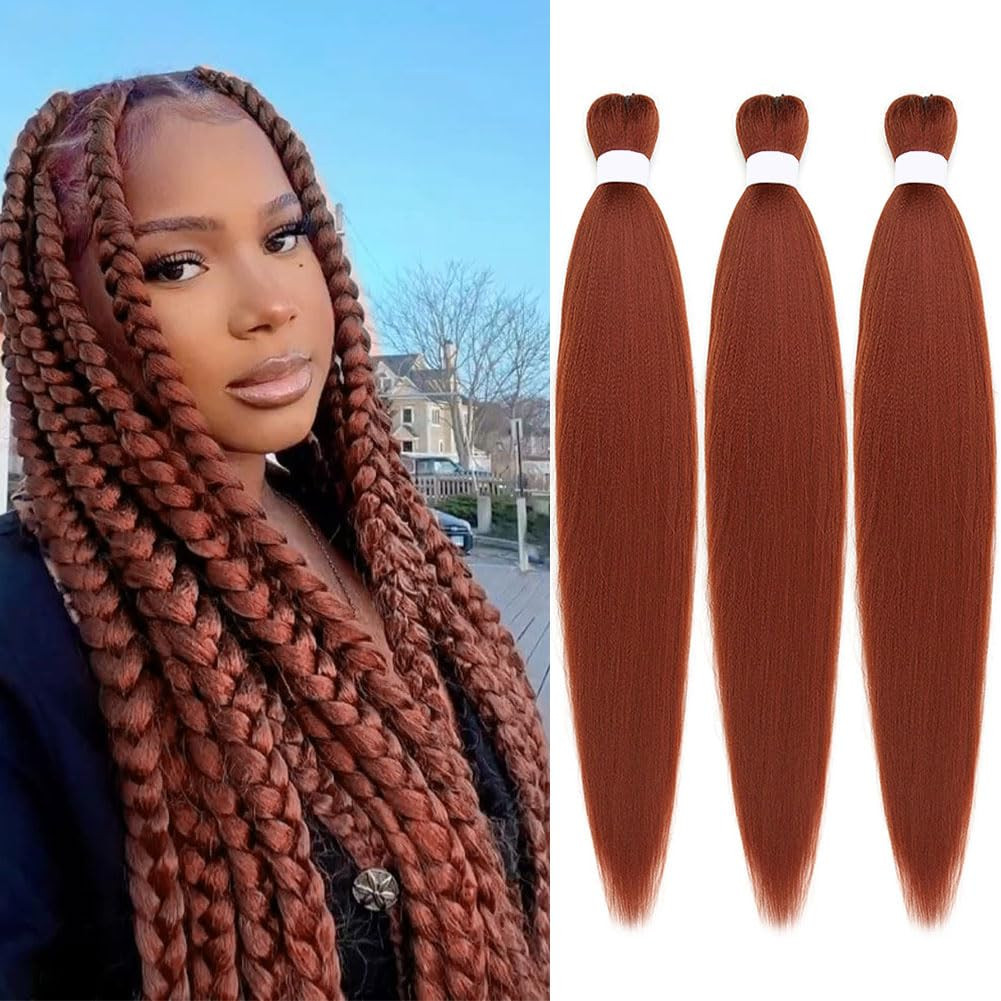 Purple Braiding Hair 24Inch 3 Packs Braiding Hair Pre Stretched Colored Hair Ext