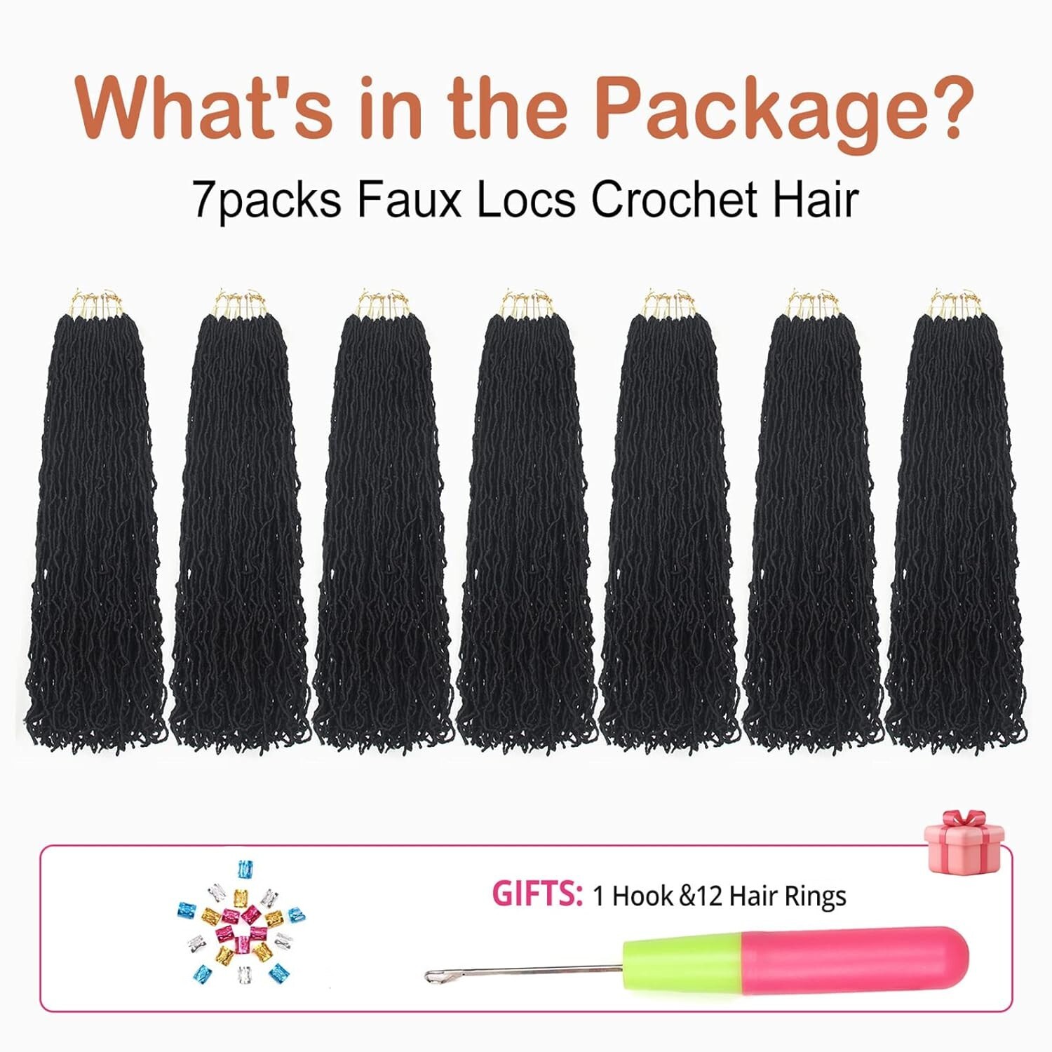 7-Pack – 32-Inch FAUX SOFT LOCS Crochet Pre-Looped GODDESS HAIR EXTENSIONS +Gift