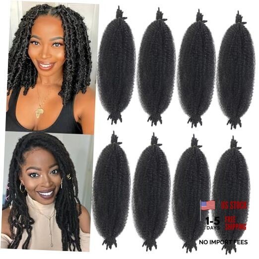 8 Packs Springy Afro Twist Hair Black Marley Twist 10 Inch (Pack of 8) 1B#