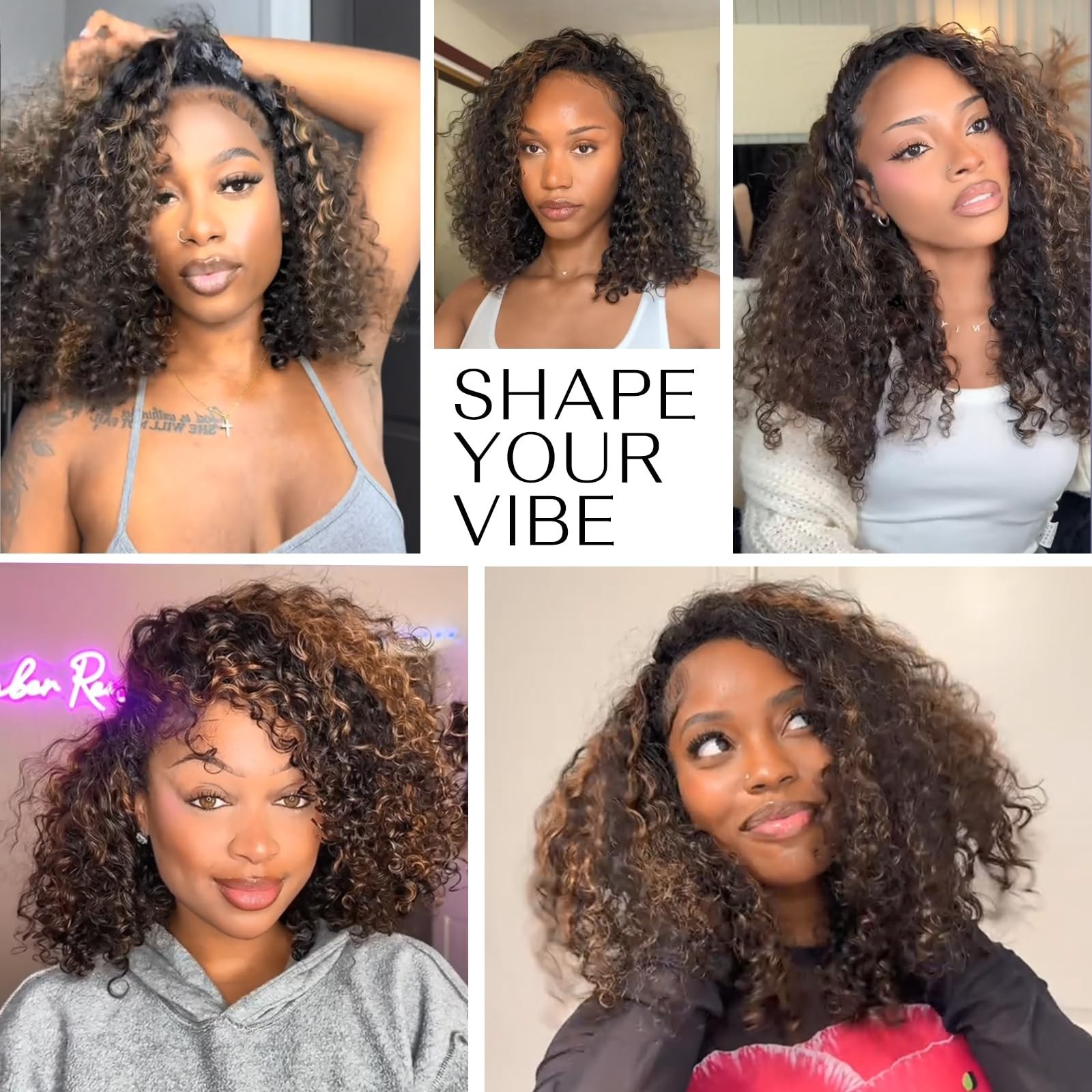 180 Density 16″ Human Hair Half Wig – Glueless, Drawstring, Clip-In, Water Wave,