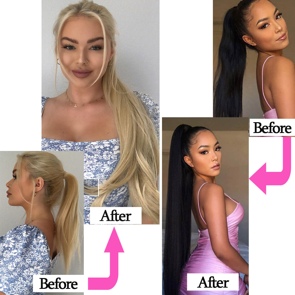 Claw Clip in Wavy Ponytail Extensions Pony Tail Remy Real Human Hair Hairpiece