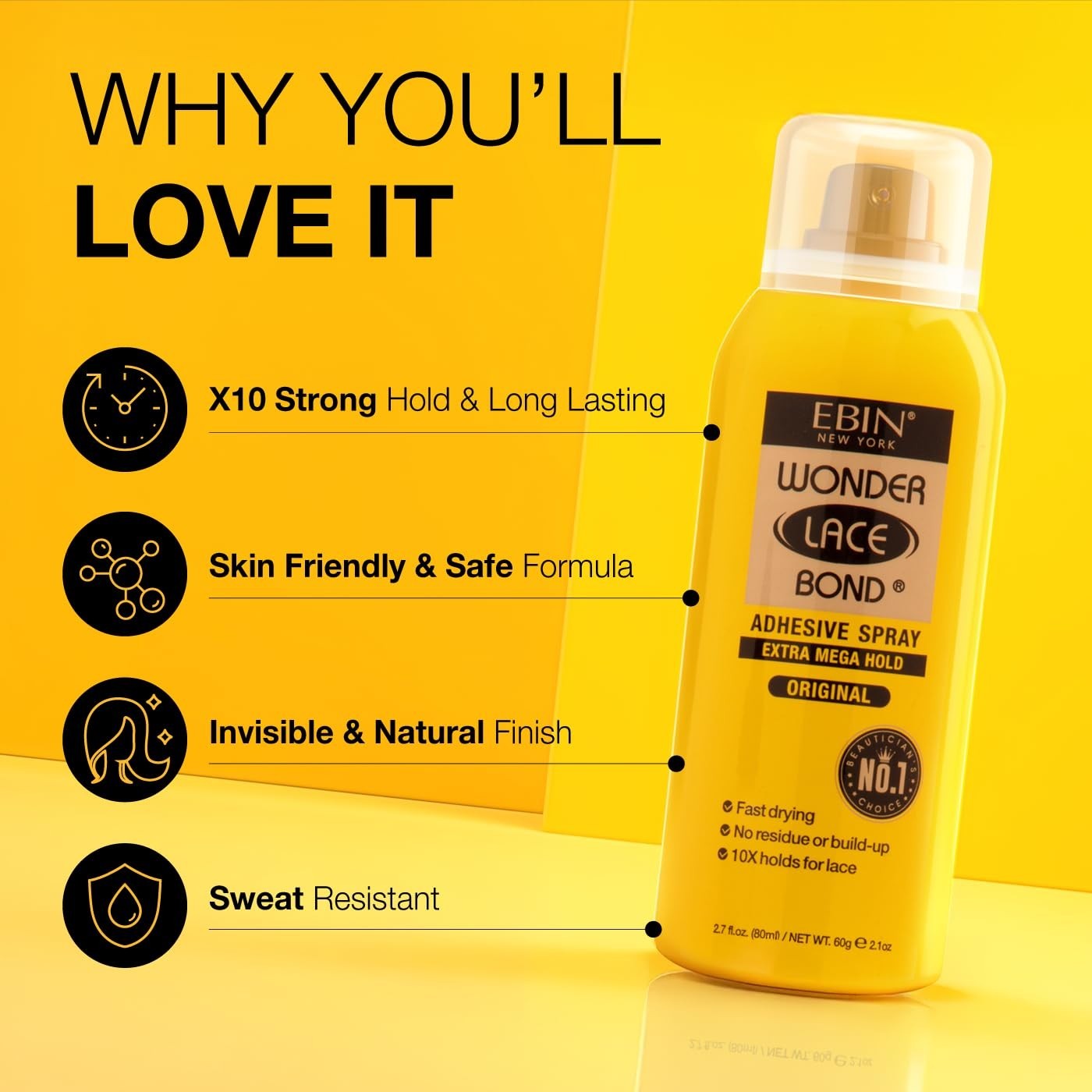 Wonder Lace Bond 2.7oz: Extra Mega Hold Wig Adhesive Spray for All-Day Finish