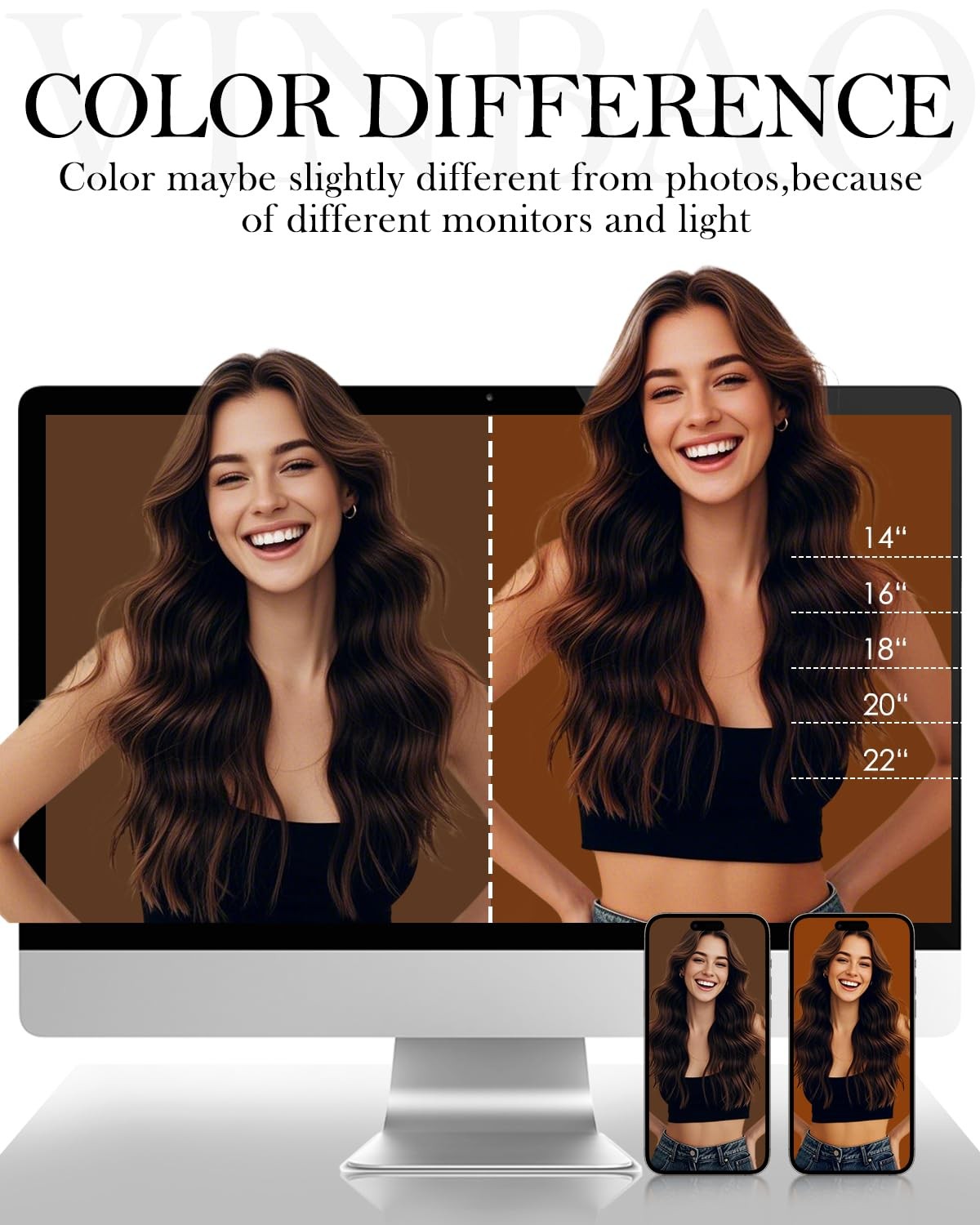Vinbao U Tip Hair Extensions Human Hair 40G 50S Dark Brown Balayage Caramel